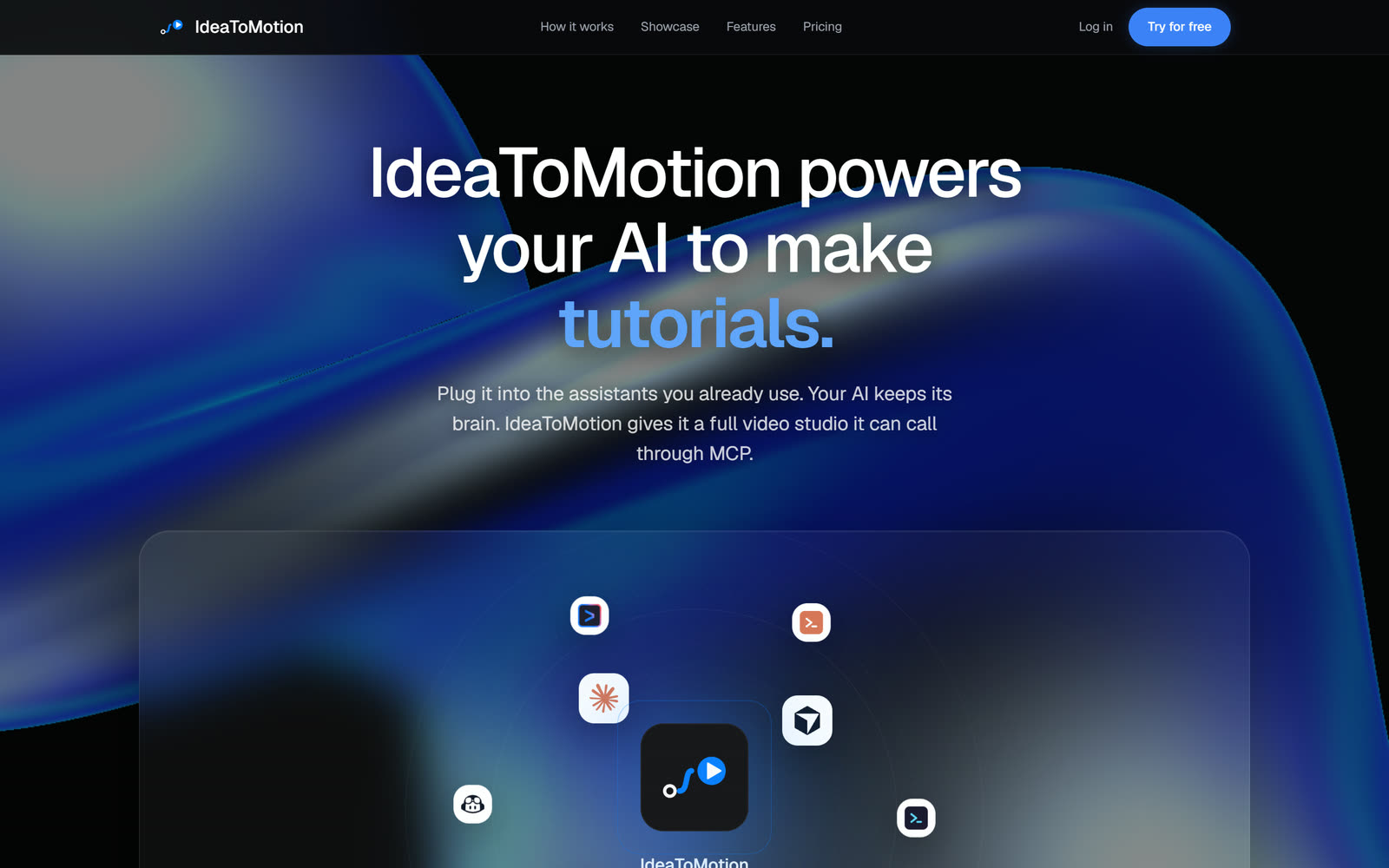 Idea to Motion landing page: an MCP video engine that lets any AI produce finished videos